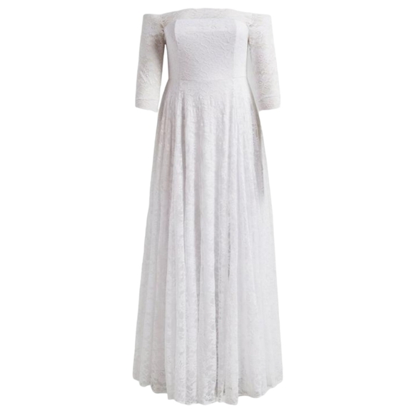 NWT Torrid White Off Shoulder A Line Lace Wedding Dress Size 18 - Picture 3 of 6